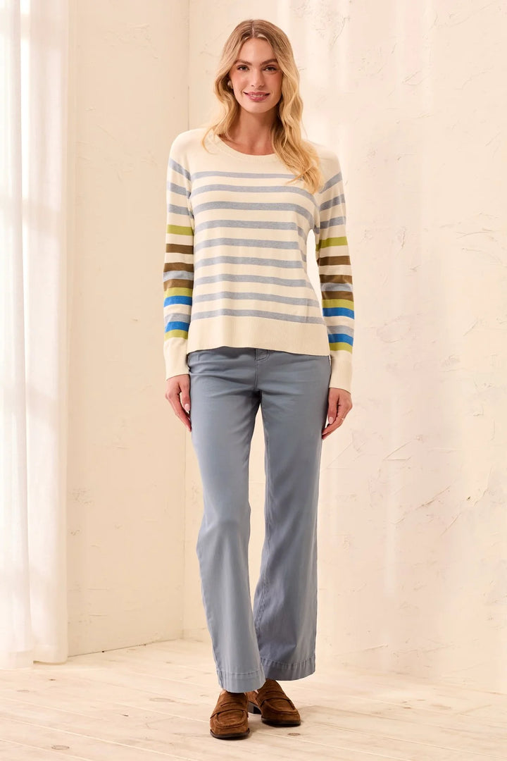 LONG SLEEVE STRIPE CREW NECK SWEATER