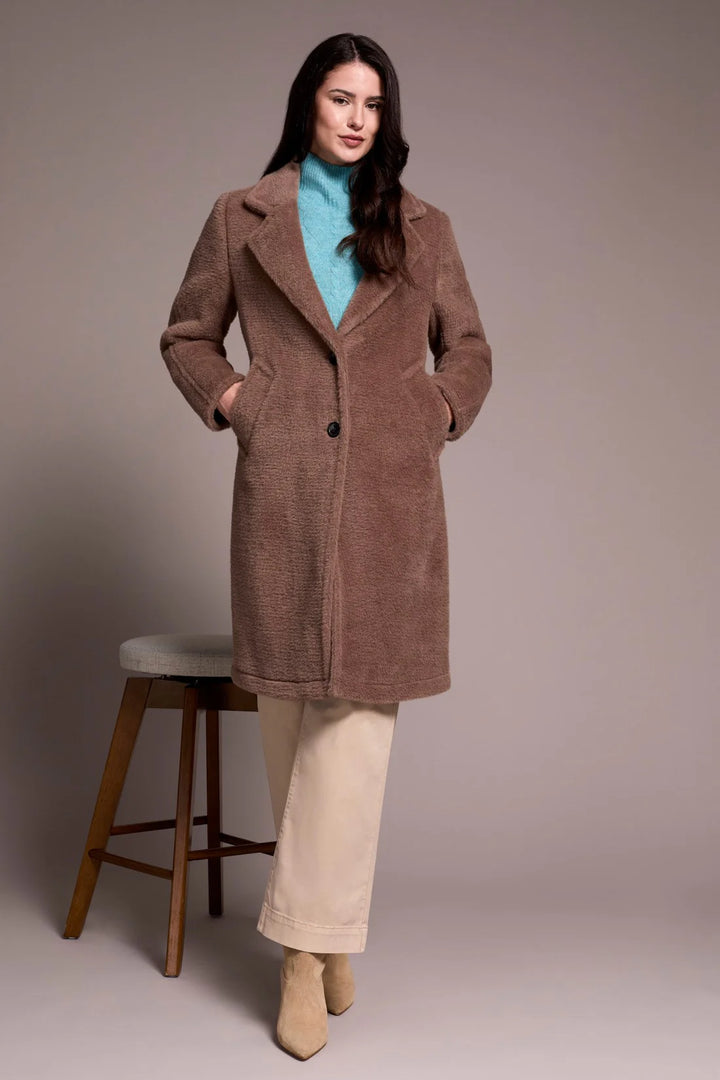 LONG SLEEVE BUTTON FRONT COAT WITH LINING