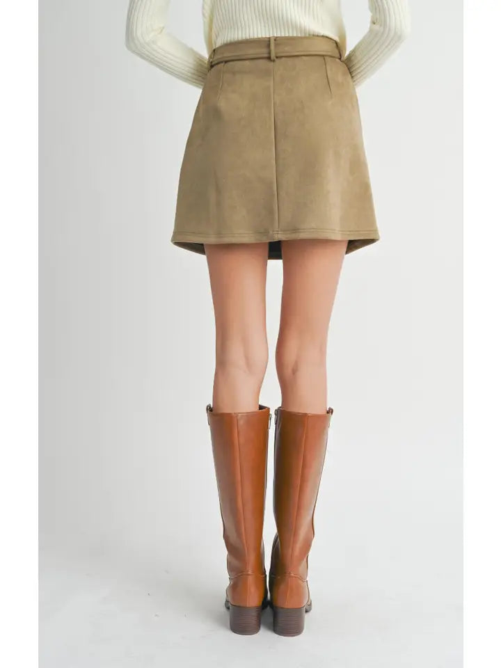 Tuscany Faux Sued Mini Skirt Olive Xs