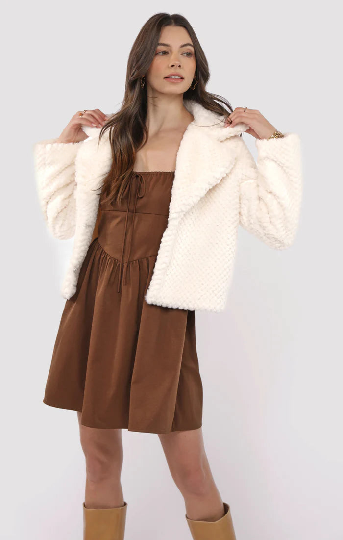 SO SO SOFT FAUX FUR WIDE LAPEL COAT