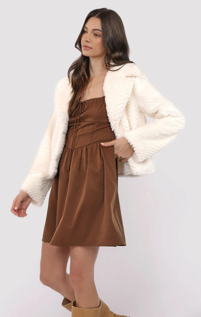 SO SO SOFT FAUX FUR WIDE LAPEL COAT