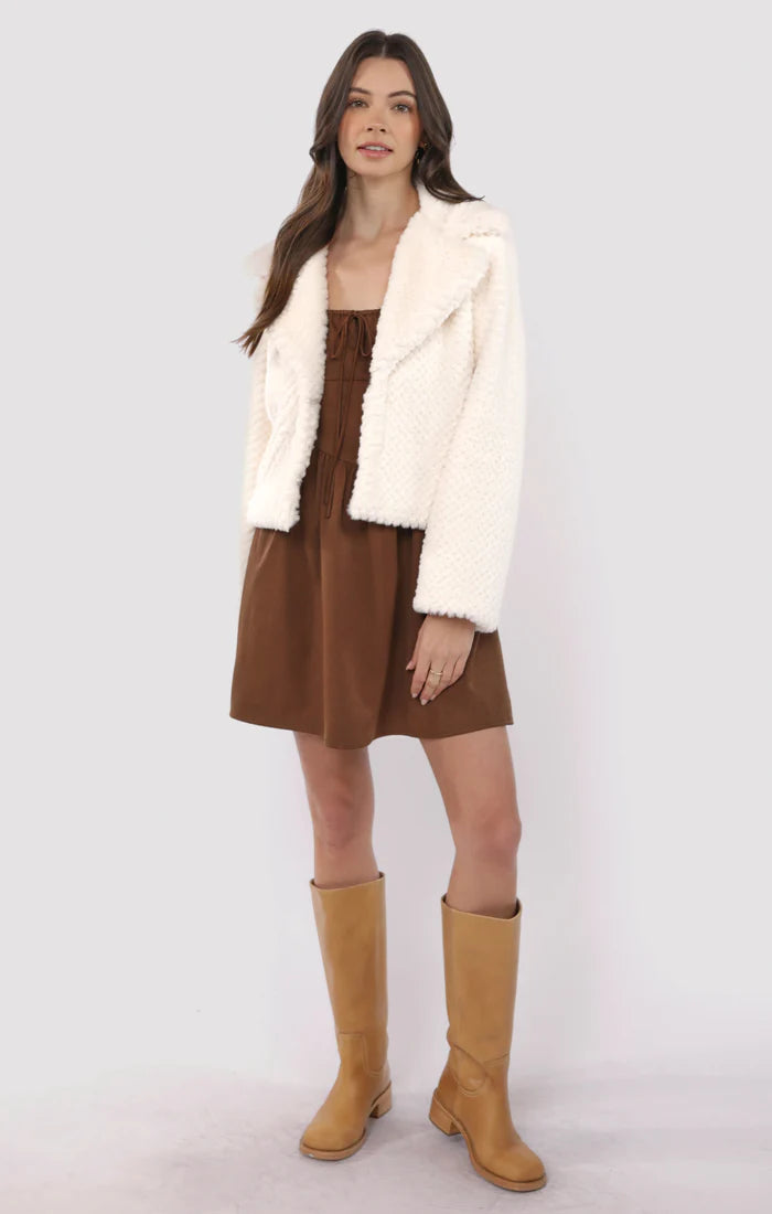 SO SO SOFT FAUX FUR WIDE LAPEL COAT