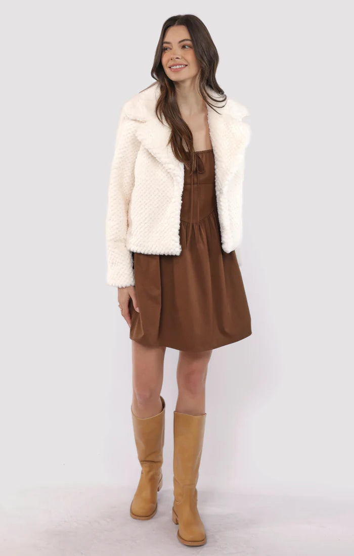 SO SO SOFT FAUX FUR WIDE LAPEL COAT