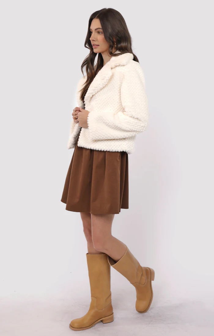 SO SO SOFT FAUX FUR WIDE LAPEL COAT