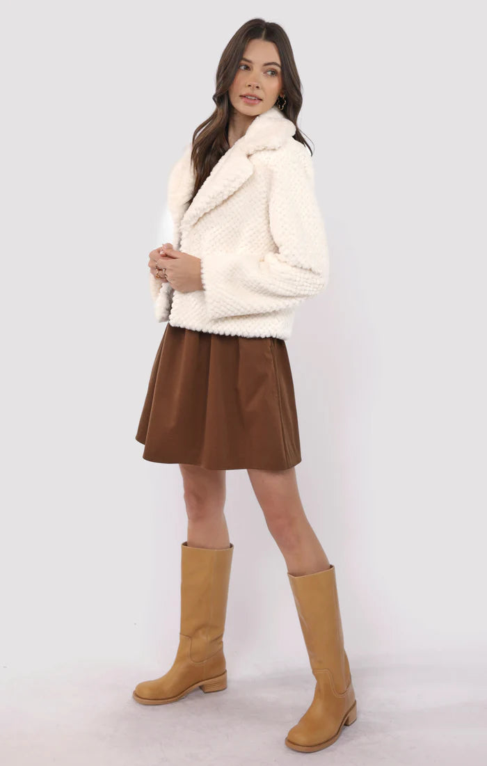 SO SO SOFT FAUX FUR WIDE LAPEL COAT