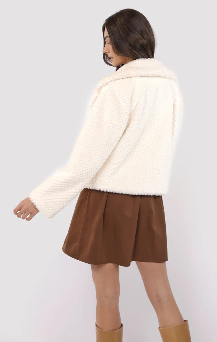 SO SO SOFT FAUX FUR WIDE LAPEL COAT