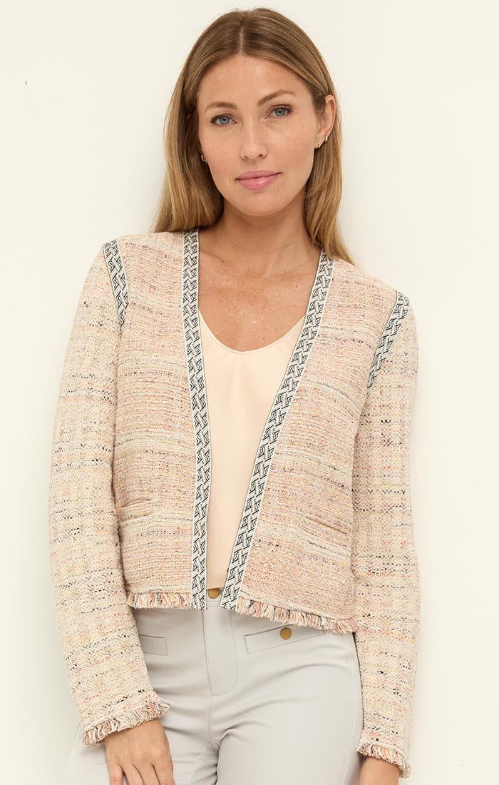 CONTRAST TRIM KNIT JACKET
