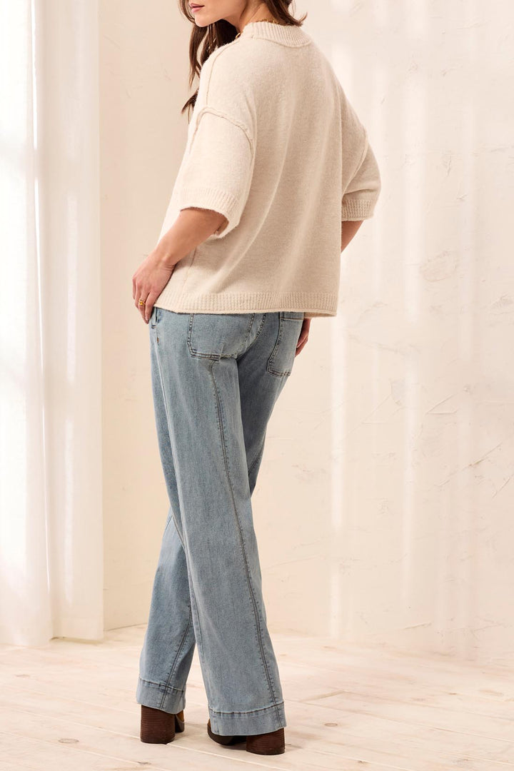 LOFTY ELBOW SLEEVE CREW NECK SWEATER