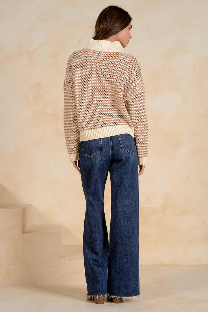 1/4 ZIP OPEN KNIT SWEATER