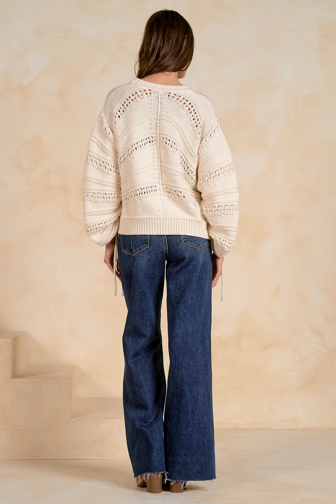 OPEN KNIT TIE SWEATER