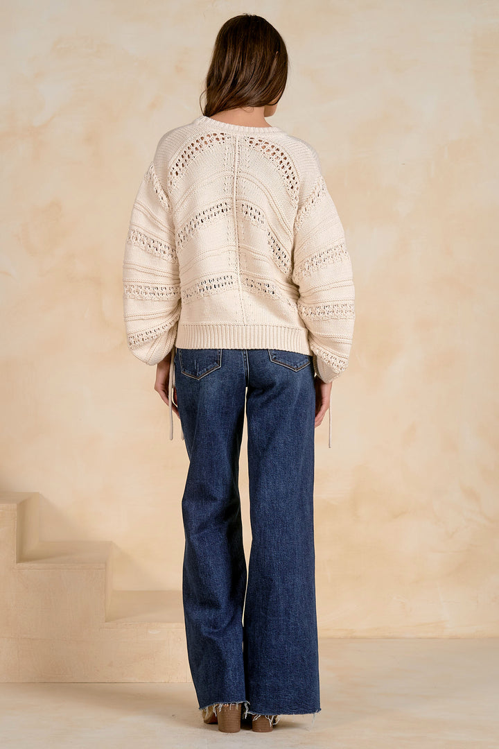 OPEN KNIT TIE SWEATER