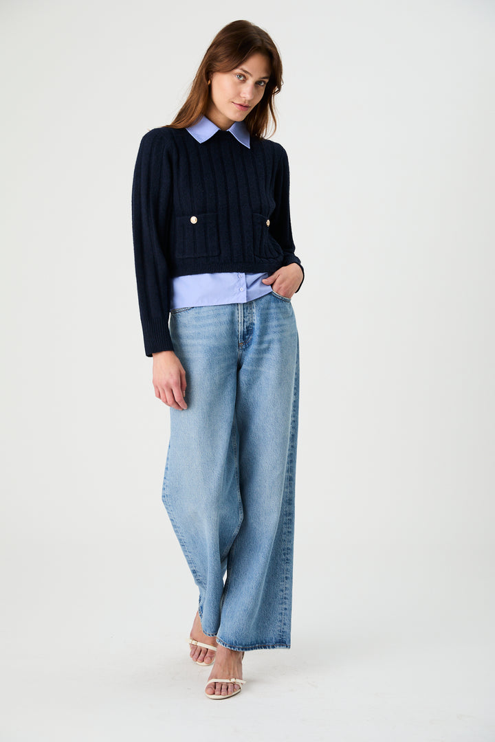 ELLIE KNIT COLLARED PULLOVER