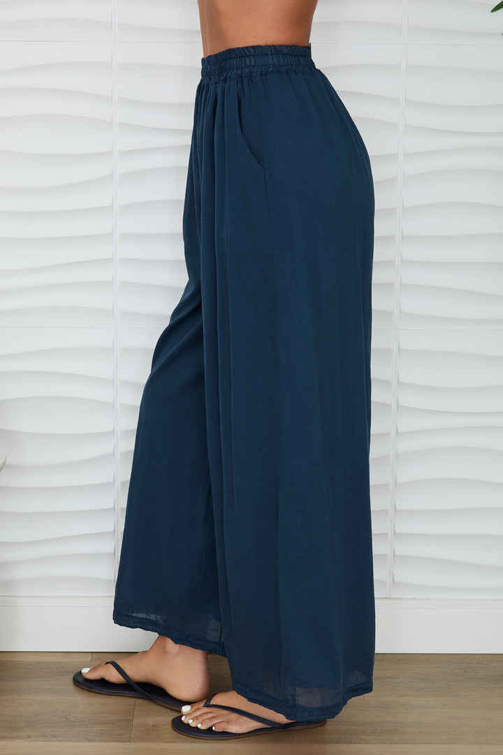 WIDE LEG COTTON PALAZZO PANTS
