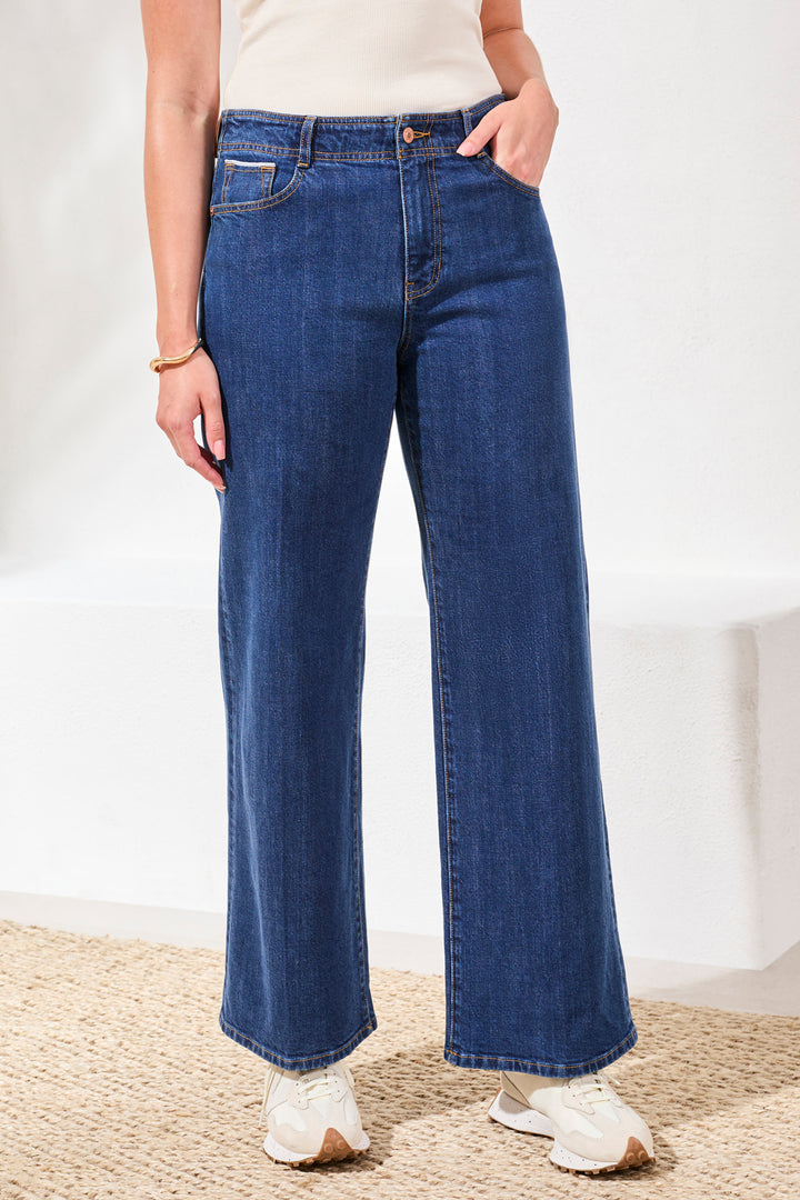 BROOKE HUGGING WIDE DENIM TROUSER