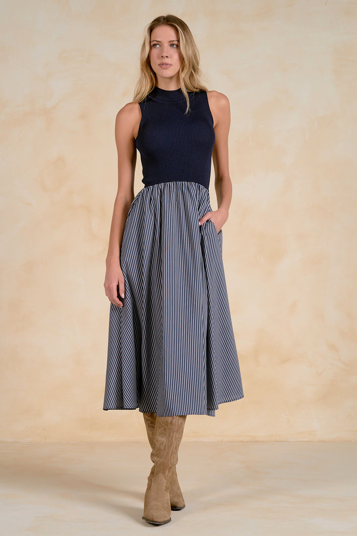 MOCK NECK SLEEVELESS DRESS