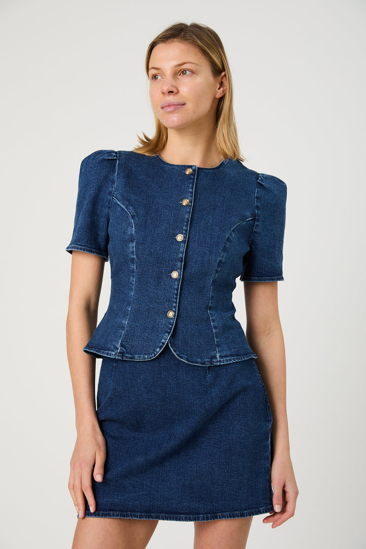 DELANCEY DENIM BUTTON FRONT TOP