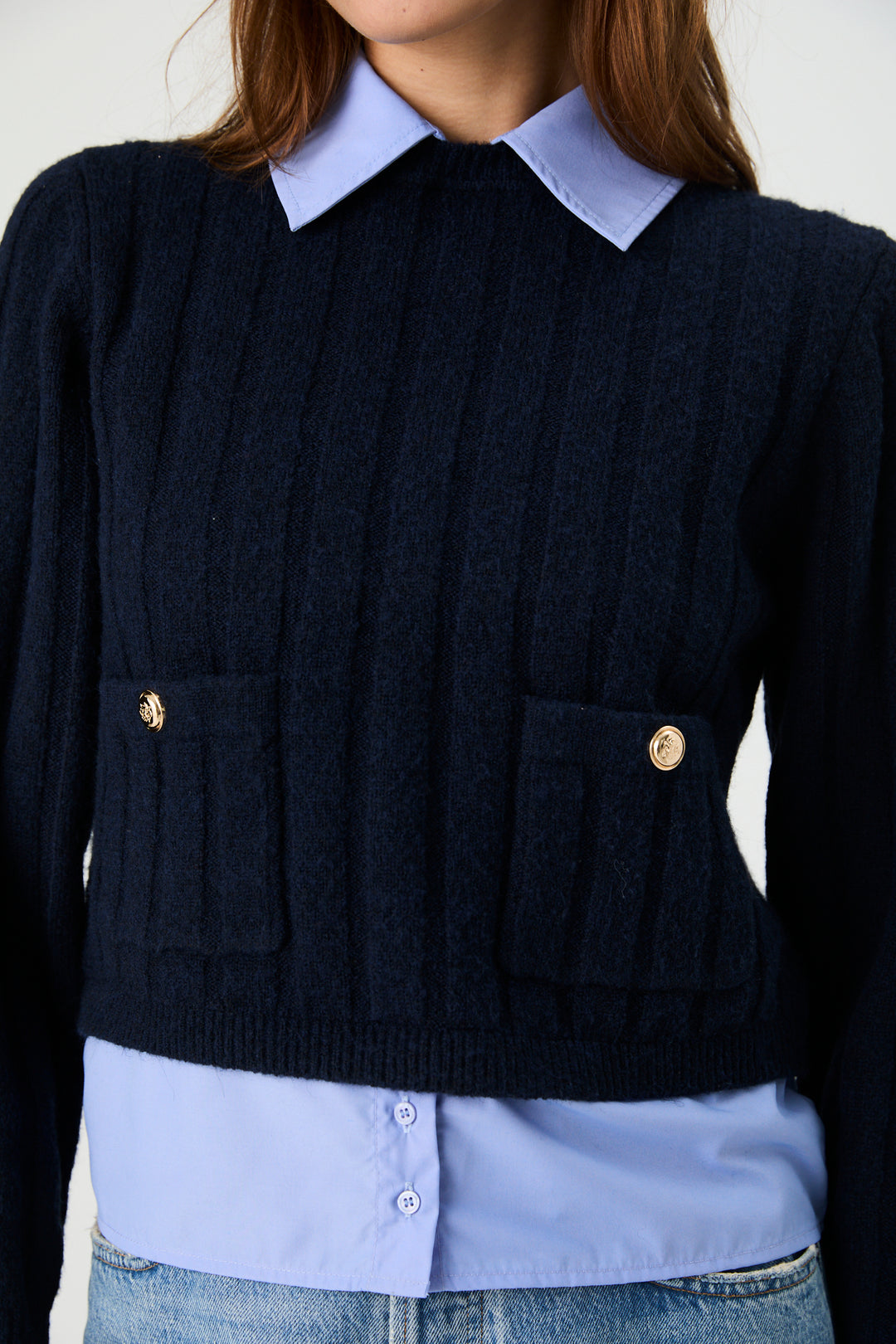 ELLIE KNIT COLLARED PULLOVER