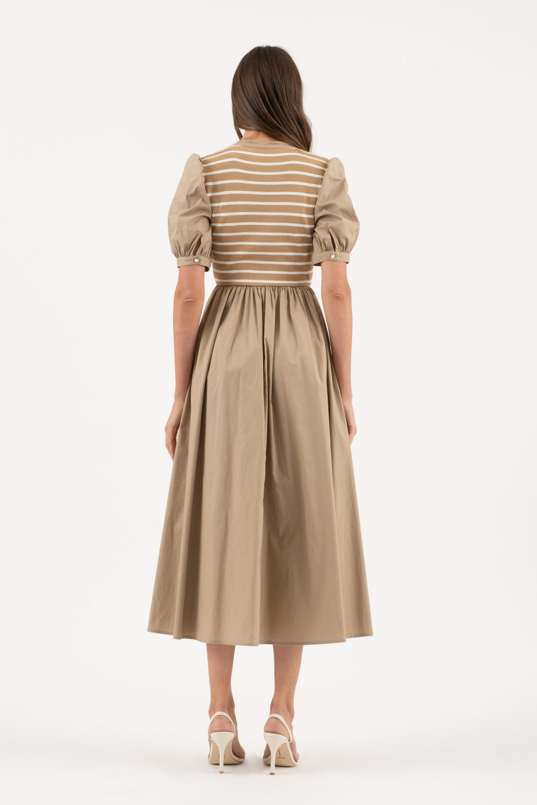 STRIPE TWOFER POPLIM MIDI DRESS