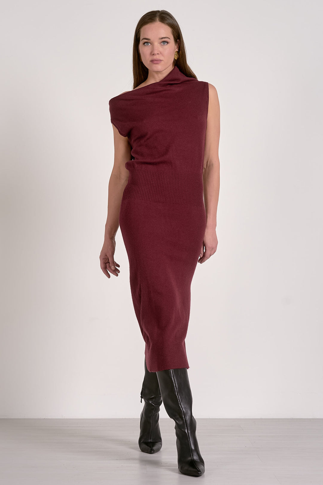 OFF THE SHOULDER SWEATER DRESS