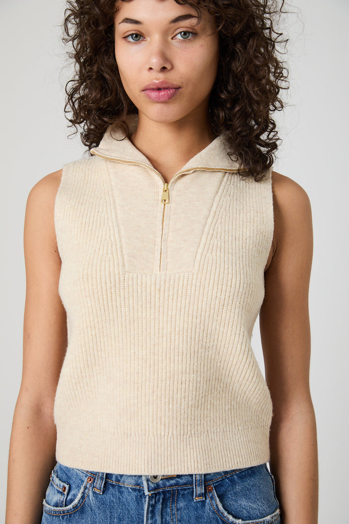 MARLEY KNIT HALF ZIP RIB VEST