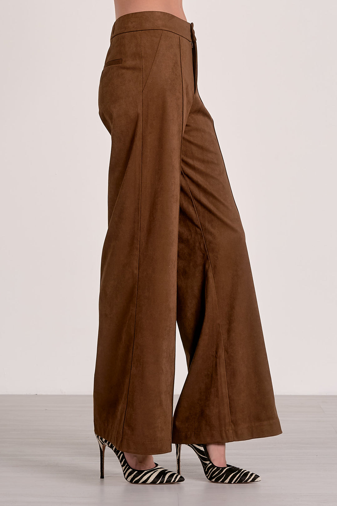 SUEDE HIGH WAIST FLAIR PANTS