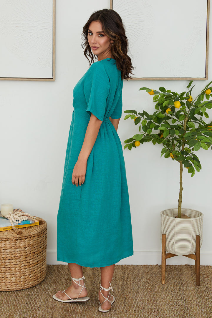 FRONT TWIST DRESS WITH FRONT SLIT