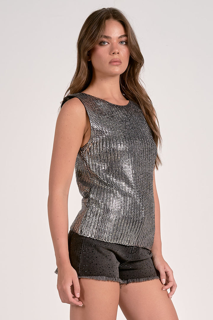 METALLIC SWEATER TOP