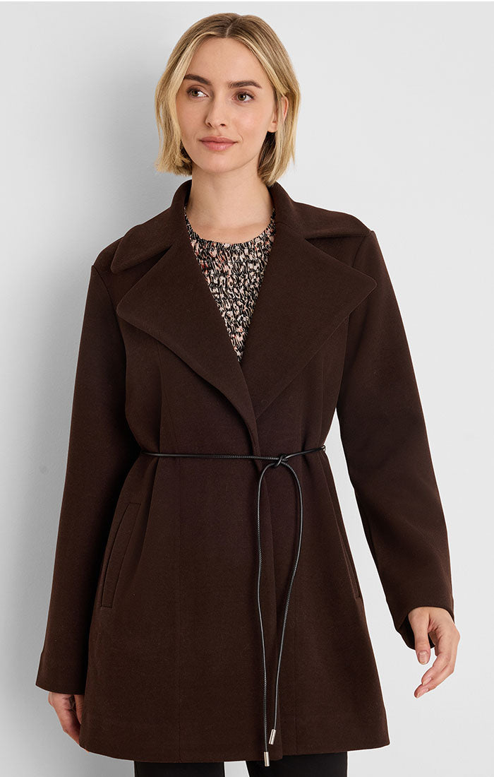 KNIT TWILL WRAP JACKET