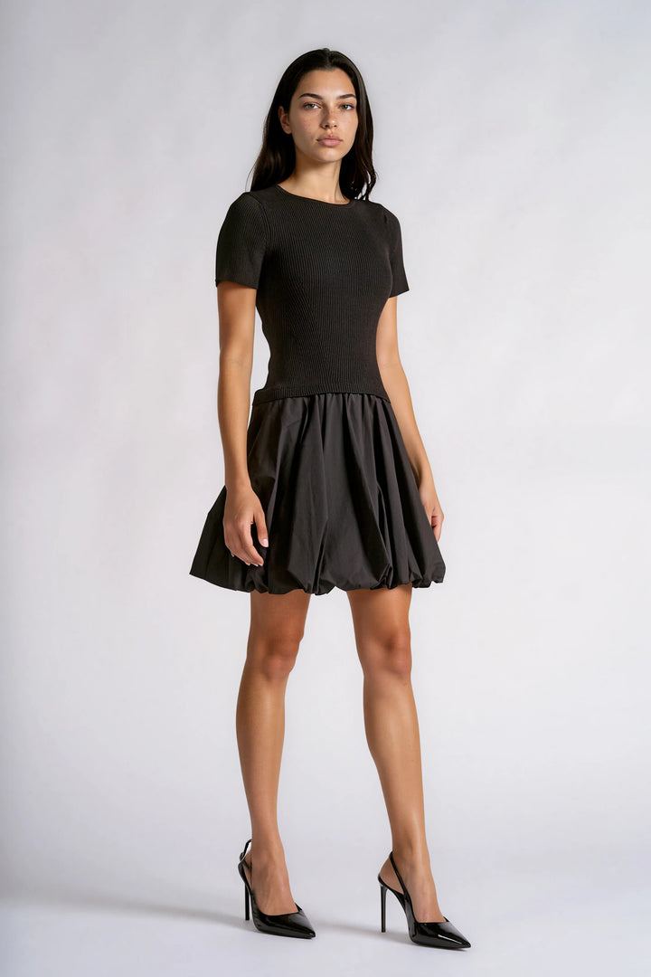 SHORT SLEEVE BALLOON BOTTOM DRESS