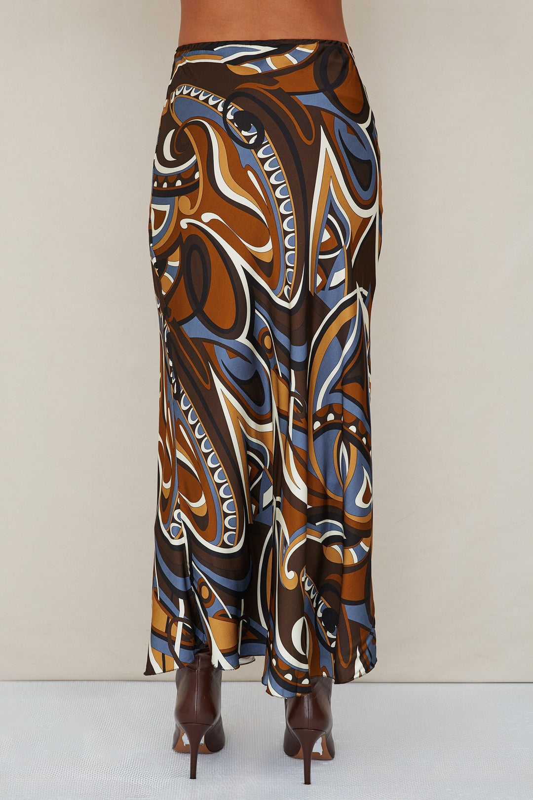 BAROQUE ABSTRACT PRINT SILKY SLIP SKIRT