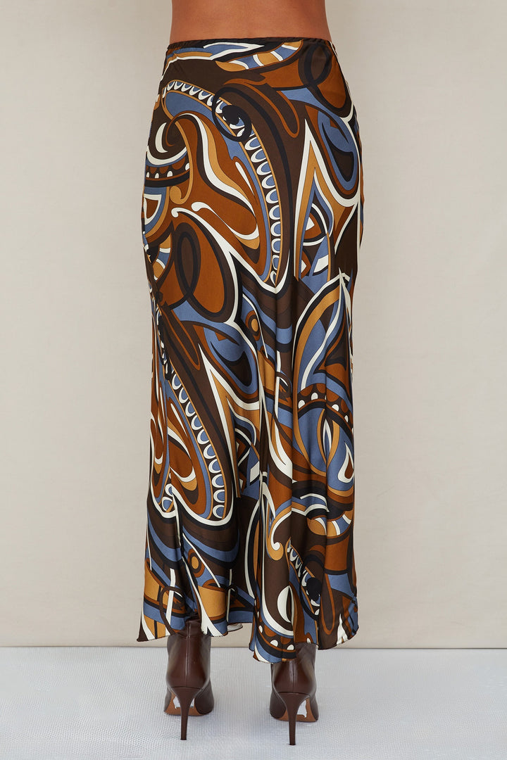 BAROQUE ABSTRACT PRINT SILKY SLIP SKIRT