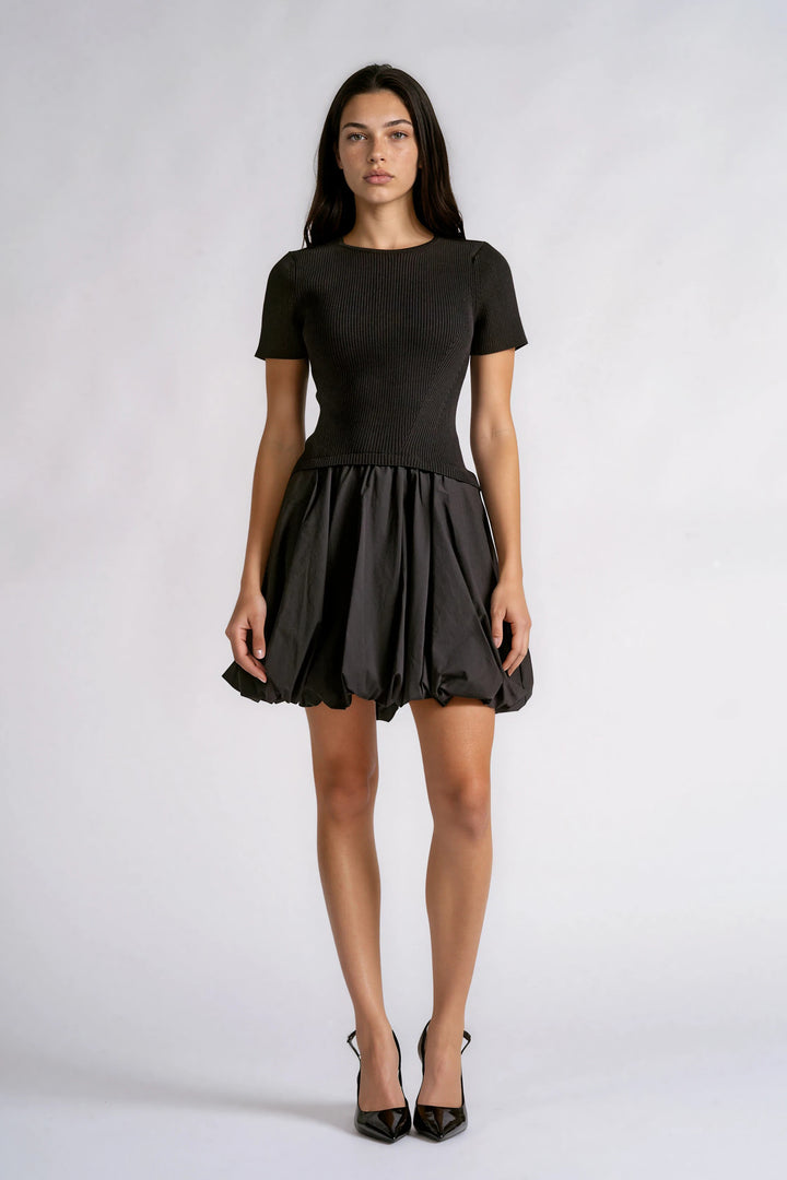 SHORT SLEEVE BALLOON BOTTOM DRESS