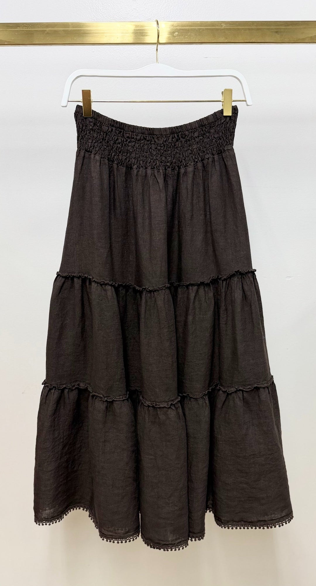 MAXI SKIRT WITH POM POM TRIM
