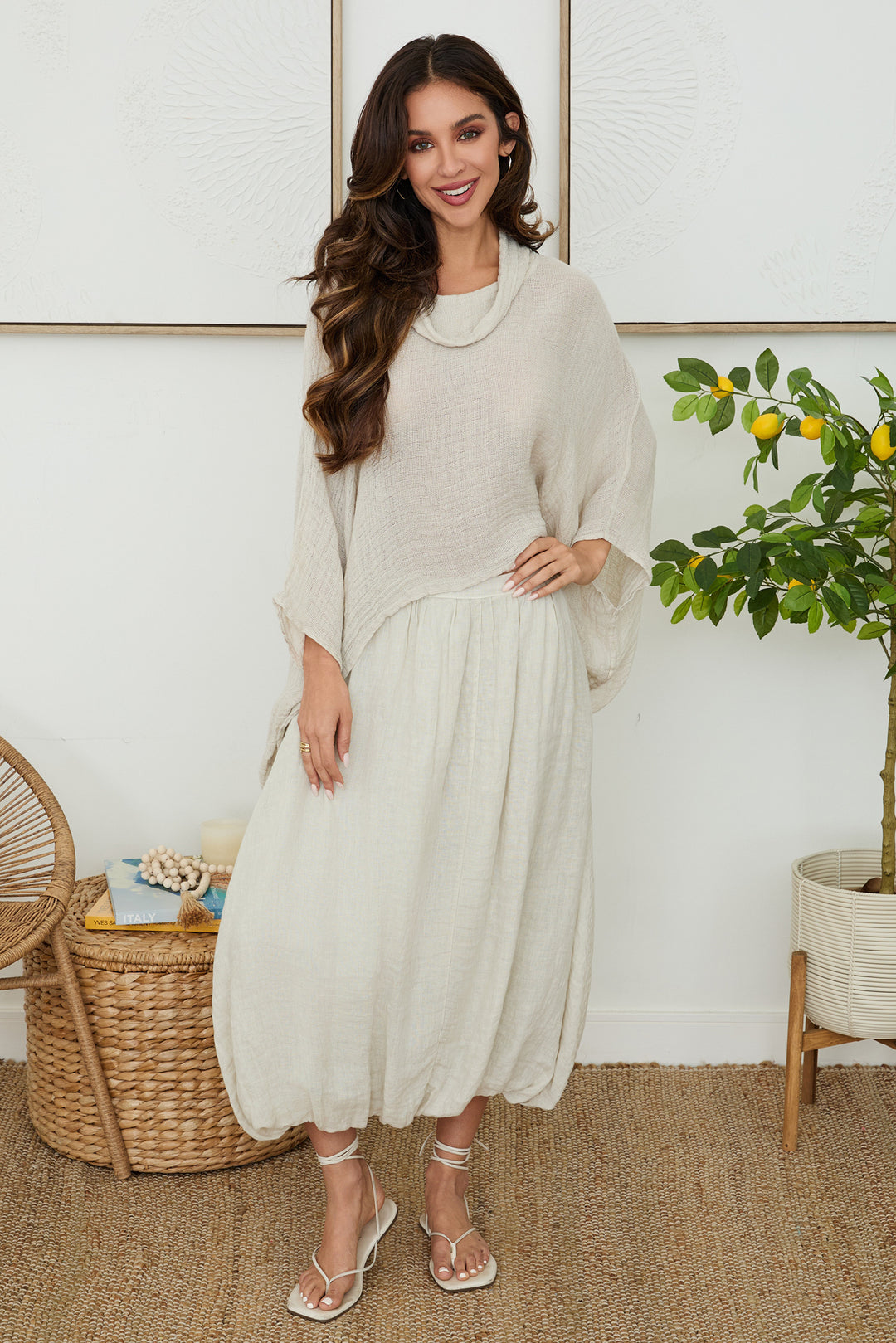 COWL NECK KNIT PONCHO TOP