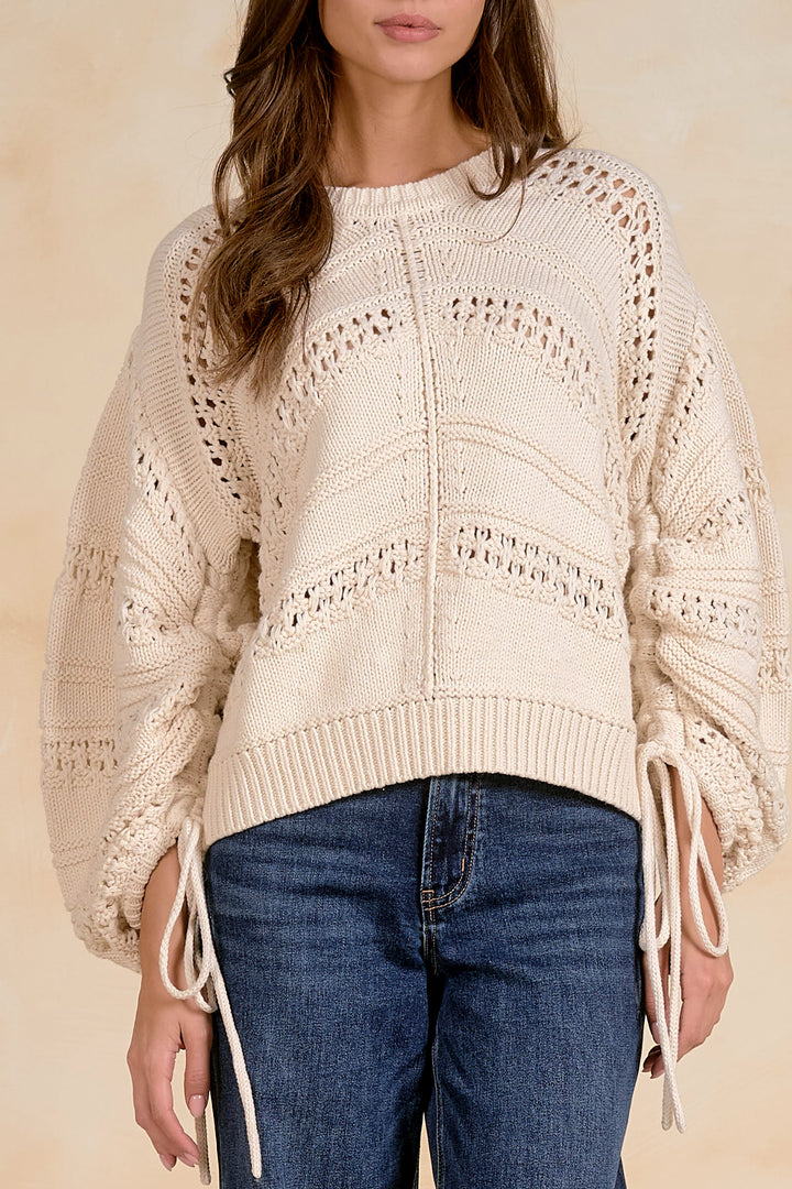 OPEN KNIT TIE SWEATER