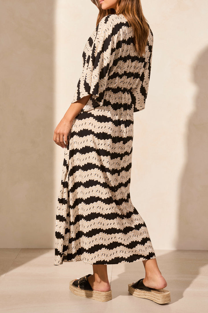 WIDE SLEEVE DRESS WITH SHELL DETAIL