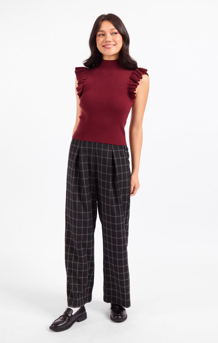 TIFFANY MOCKNECK RUFFLE TANK SWEATER