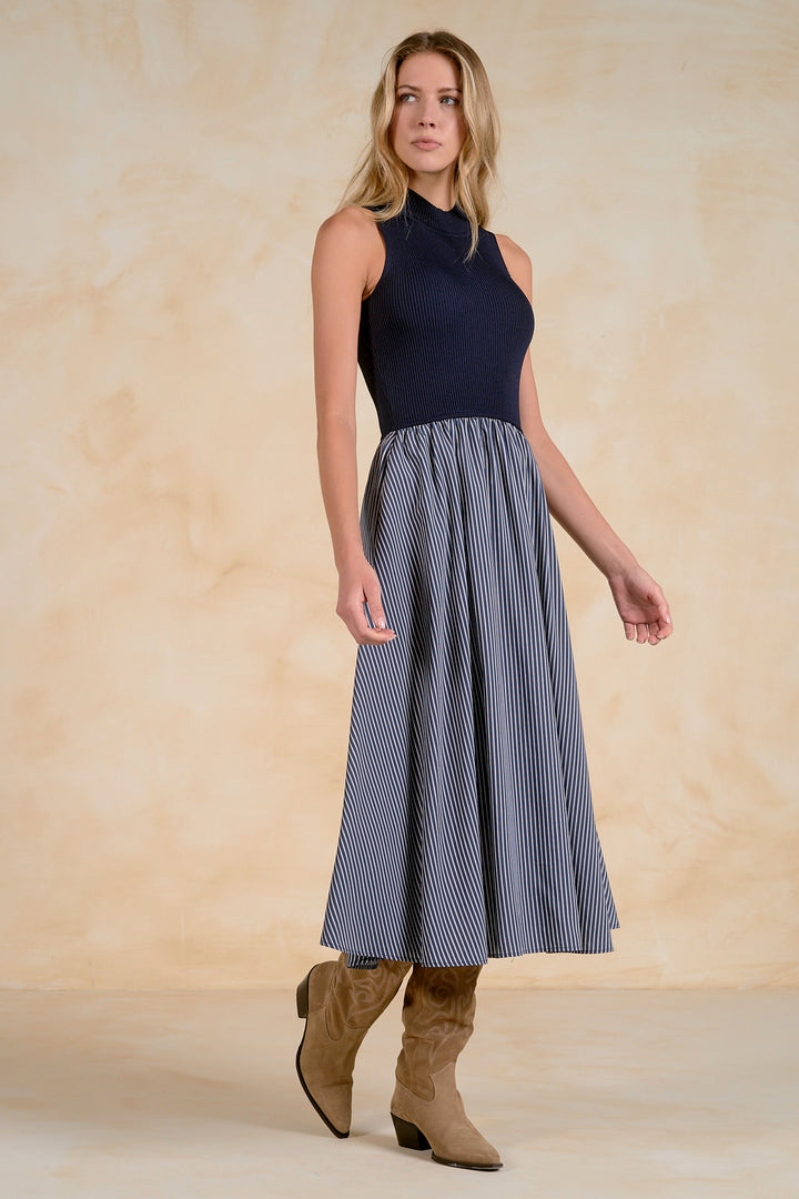 MOCK NECK SLEEVELESS DRESS