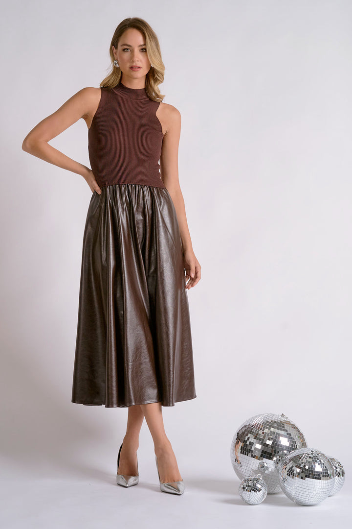 SLEEVELESS MOCK NECK MAXI DRESS