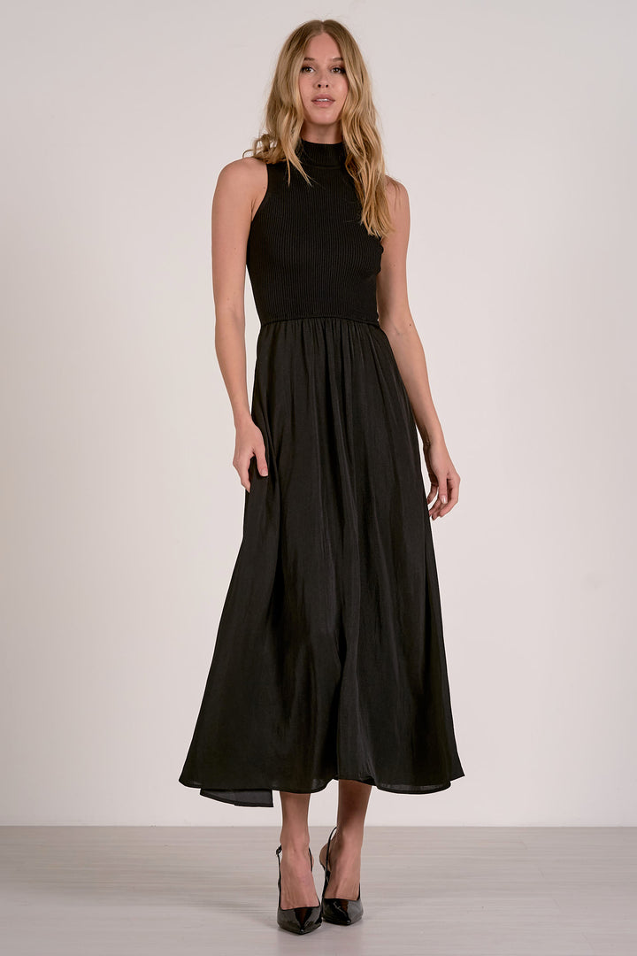 MOCK NECK SLEEVELESS MAXI DRESS