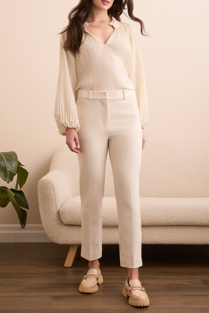 HIGH RISE FLY FRONT TROUSER WITH POCKETS