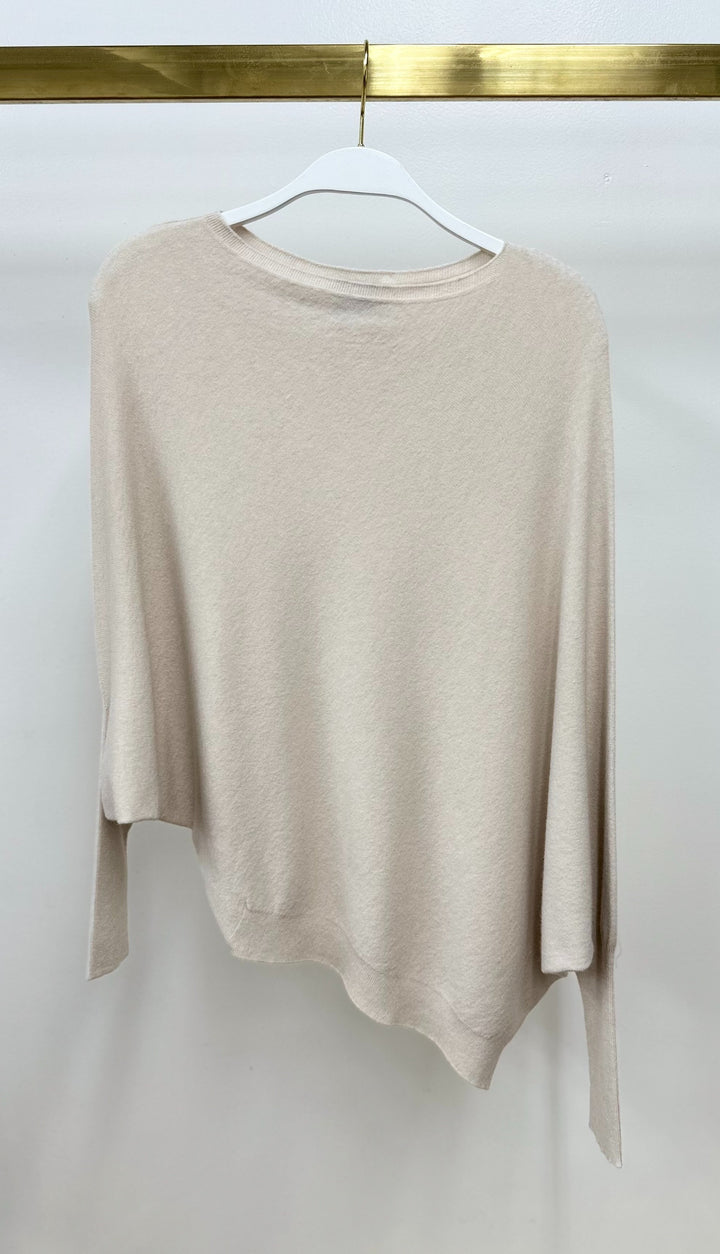 ASYMMETRICAL CUFF SLEEVE KNIT TOP