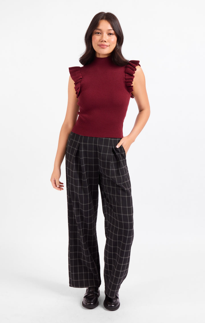 TIFFANY MOCKNECK RUFFLE TANK SWEATER