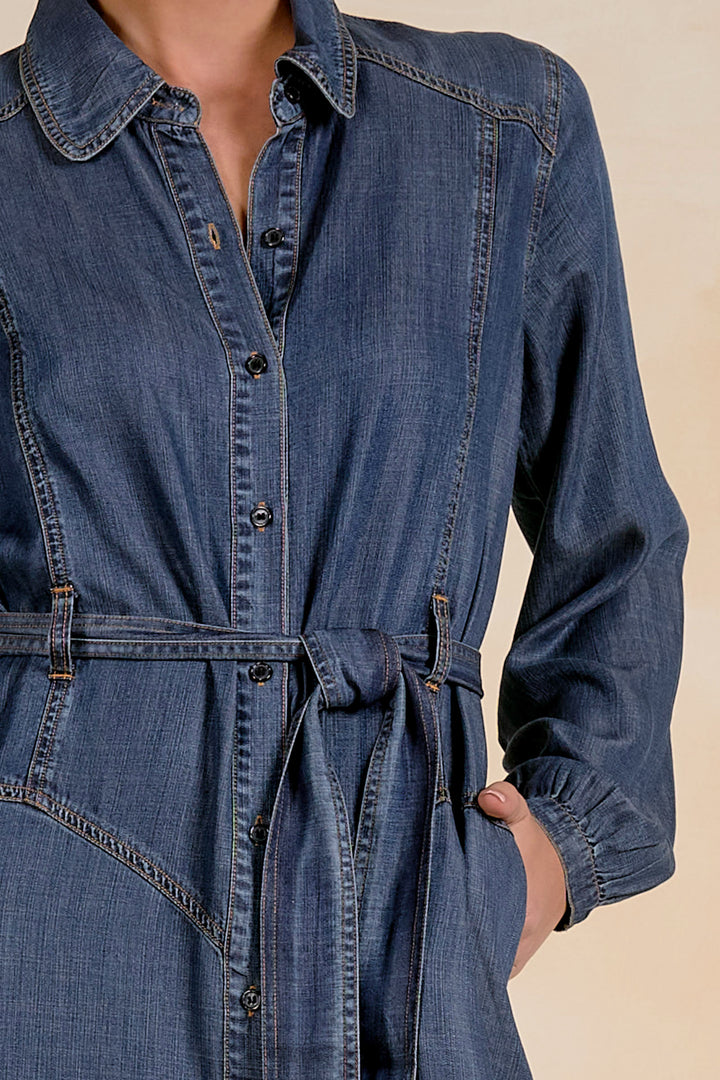 LONG SLEEVE COLLAR BUTTON DRESS