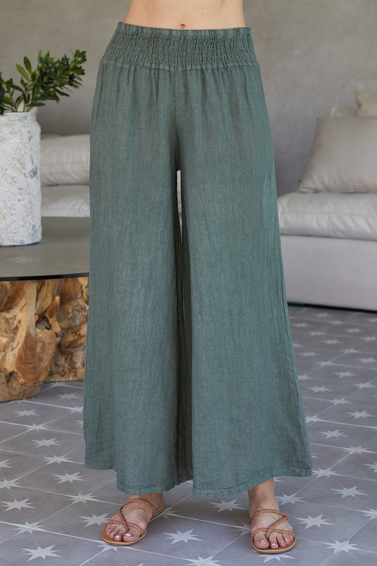 SMOCKED WAIST PALAZZO PANT