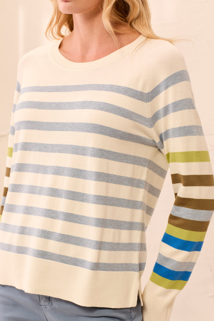 LONG SLEEVE STRIPE CREW NECK SWEATER