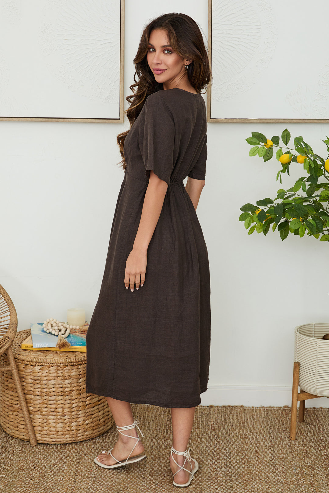 FRONT TWIST DRESS WITH FRONT SLIT