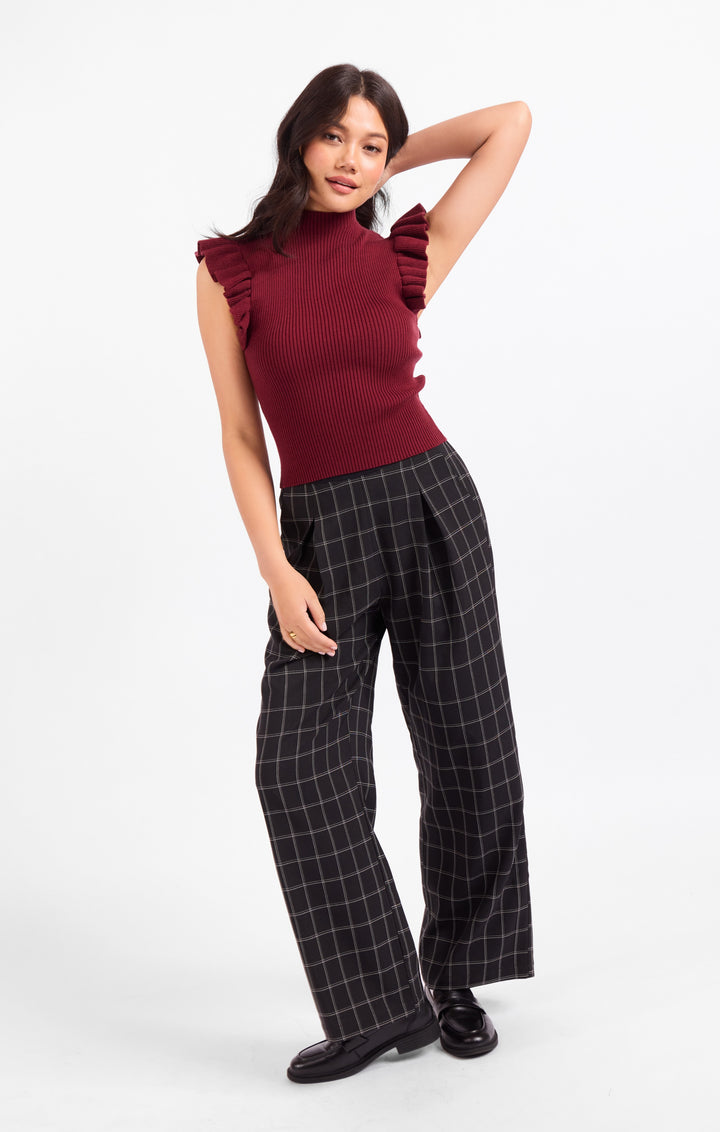 TIFFANY MOCKNECK RUFFLE TANK SWEATER