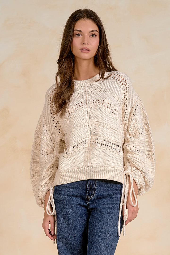 OPEN KNIT TIE SWEATER