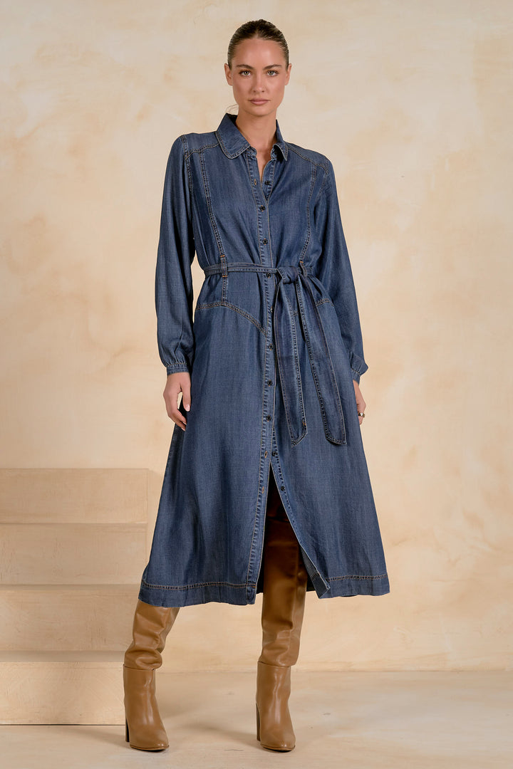 LONG SLEEVE COLLAR BUTTON DRESS